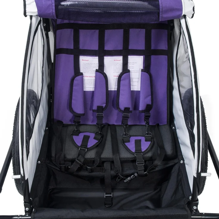 SAMAX 'Jogger 2in1' Fahrradanhänger Lila/Black, 2-Sitzer – Bild 4