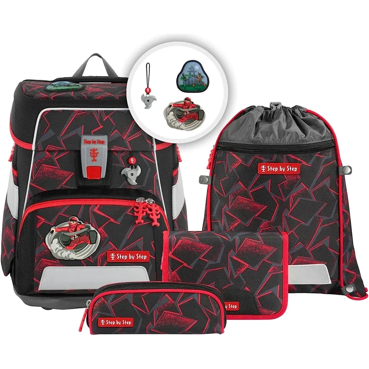 Step by Step Space 'Ninja Yuma', Schulranzen-Set, 5-teilig, 20 Liter, schwarz-rot – Bild 1