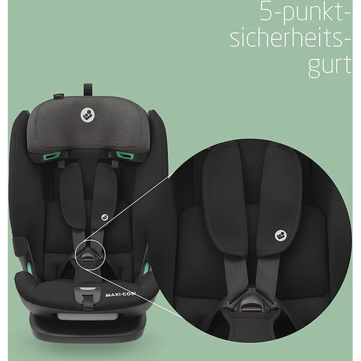 Maxi-Cosi Titan Plus i-Size, mitwachsender ISOFIX-Kindersitz, G-CELL-Seitenaufprallschutz, 4 Liegepositionen, weiche Schaumstoffpolster in Kopfstütze, 76-150 cm, 15 Monate - 12 Jahre, Authentic Black – Bild 6