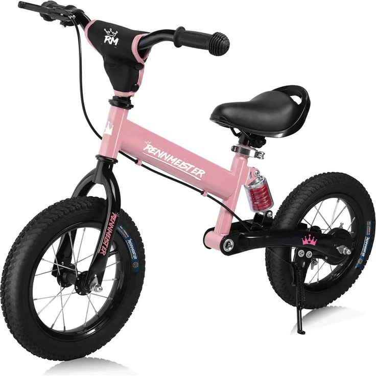 Deuba 'Rennmeister Kinderlaufrad', 12 Zoll, mit Antishock Feder, Übungs-Sattel, Absturzsicherung, inkl. Ständer, rosa - Preisvergleich – Bild 1