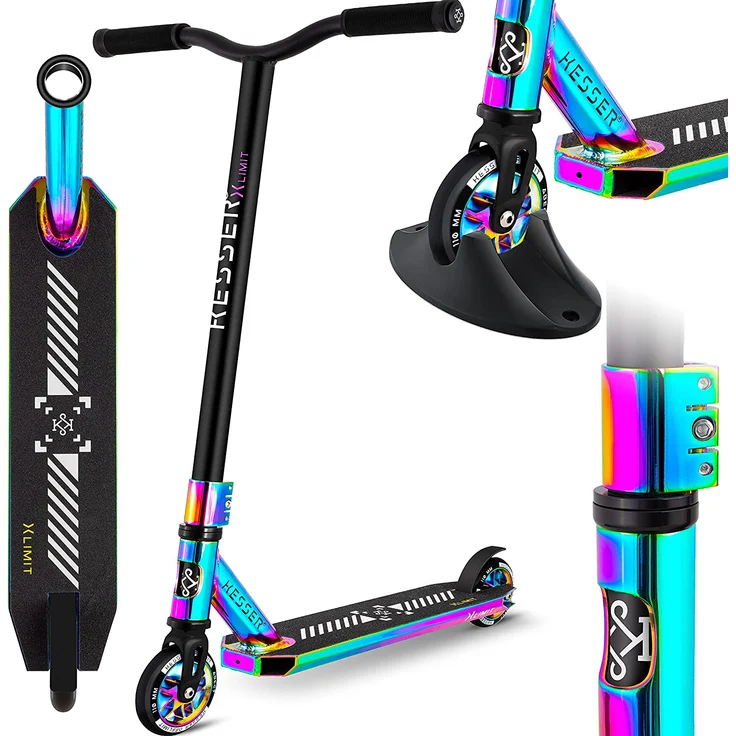 KESSER 'Stunt Scooter X-Limit-Pro', 360° Lenkung, mit Ständer, ABEC 9 Kugellagern, 110 mm PU Räder, Rainbow – Bild 2