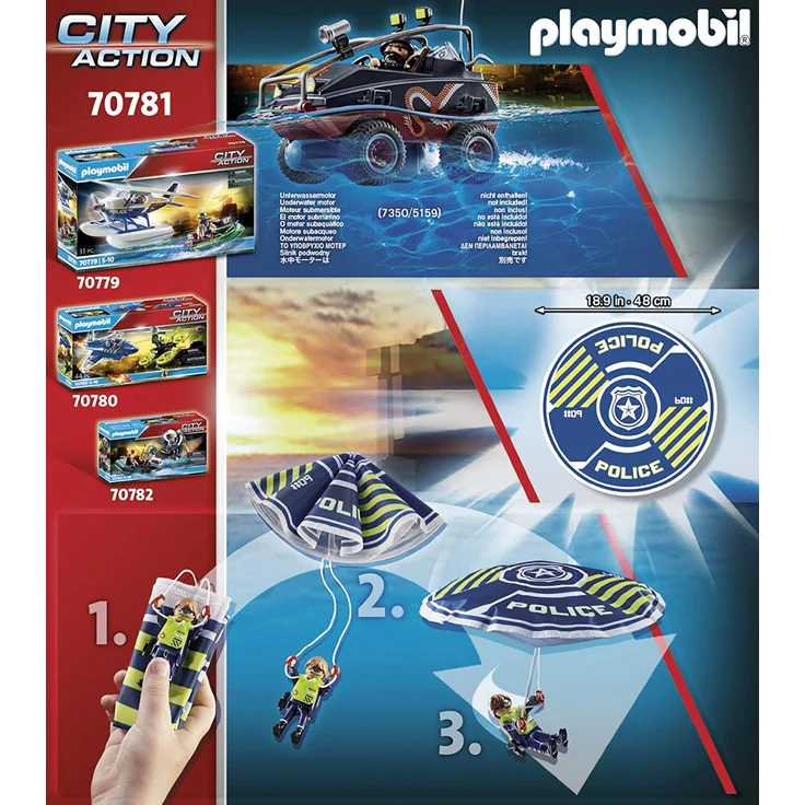PLAYMOBIL City Action 70781 'Polizei-Fallschirm: Verfolgung des Amphibien-Fahrzeugs', 50 Teile, ab 5 Jahren – Bild 9