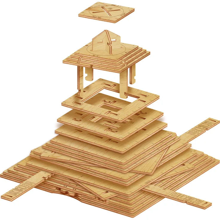 ESC WELT Quest Pyramide 3D Puzzle Game - 3 in 1 Puzzle Box Modellbau Escape Room- Holzpuzzle & Holzrätsel für Valentinstag - Geschenkbox Knobelspiel - Rätselbox für Kinder und Erwachsene 3D Holzpuzzle