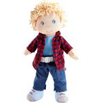 Haba 302843 Little Friends, Puppe Nick, Weich- und Stoffpuppe, mit Kleidung und Haaren, 30 cm, ab 1,5 Jahren