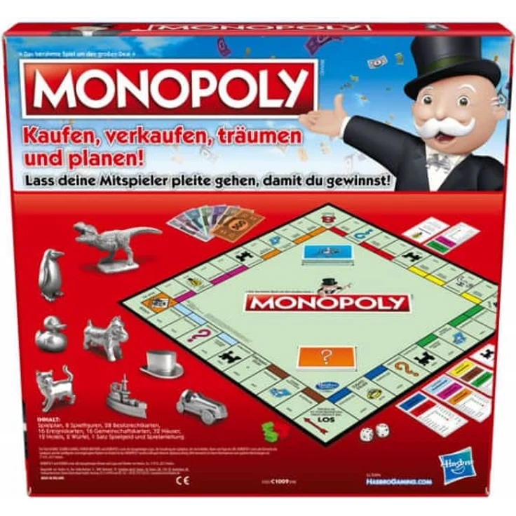 Hasbro C1009398 'Monopoly Classic', für 2-6 Spieler, 90 bis 120 Minuten Spielzeit, ab 8 Jahren – Bild 2