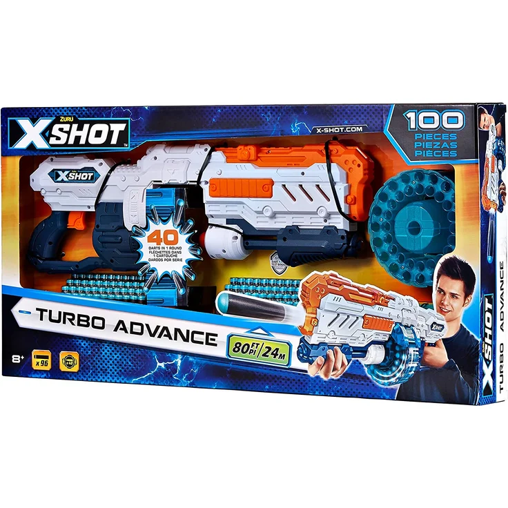 Zuru XSHOT 'Turbo Advance' Blaster, ab 8 Jahren, Reichweite 24 m, inkl. 96 Darts, Weiß – Bild 6