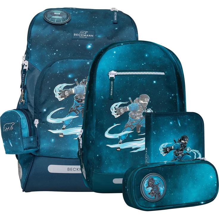 BECKMANN 'Schulrucksack Set Active Air FLX Ninja Master', 6-teilig, 20-25 Liter, 1 kg, blau