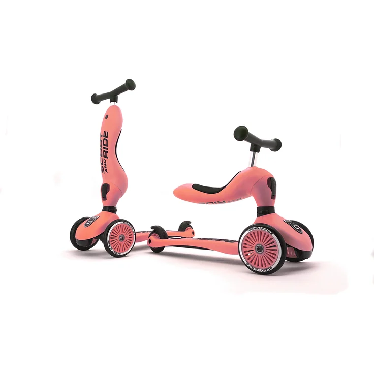 Scoot & Ride 'Highwaykick 1' Kickboard, ab 12 Monaten, 3-fach höhenverstellbar bis 64 cm, 2in1 mit Sitz, max. belastbar bis 50 kg, peach – Bild 3