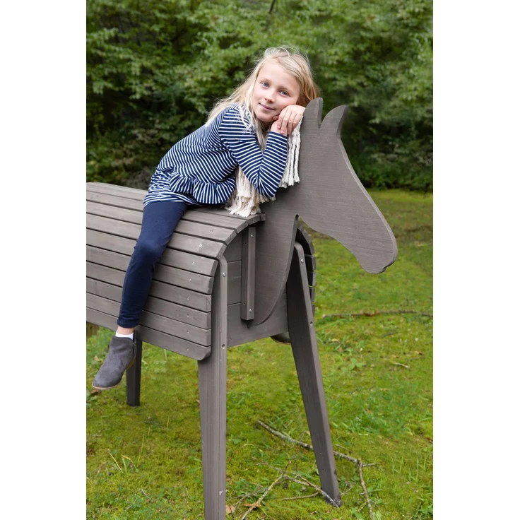 Roba 'Outdoor- & Gartenpferd', grau, Spielpferd aus Massivholz, mit Mähne und Schweif, auch als Voltigierpferd geeignet, ab 3 Jahren – Bild 4
