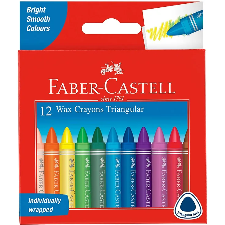 Faber-Castell Wachsmalkreide Dreikant 12er Papierbanderole Fc wasserfest