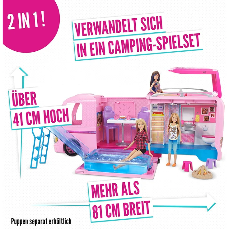 Barbie FBR34 'Super Abenteuer-Camper' Spielset, 60 cm lang, ab 3 Jahren – Bild 3