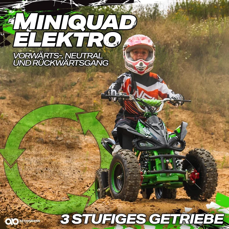 Elektro Quad Miniquad Kinder Racer 1000 Watt Pocket Kinderquad Pocketbike ATV (Schwarz/Grün) – Bild 8
