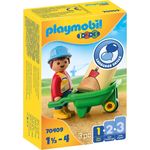 PLAYMOBIL 1.2.3 Bauarbeiter mit Schubkarre 70409, Ab 1,5 bis 4 Jahre