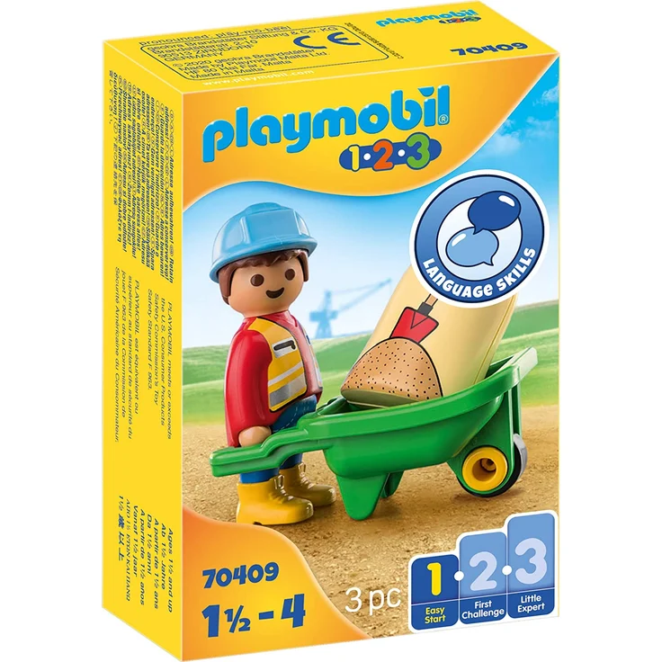 PLAYMOBIL 1.2.3 Bauarbeiter mit Schubkarre 70409, Ab 1,5 bis 4 Jahre – Bild 1