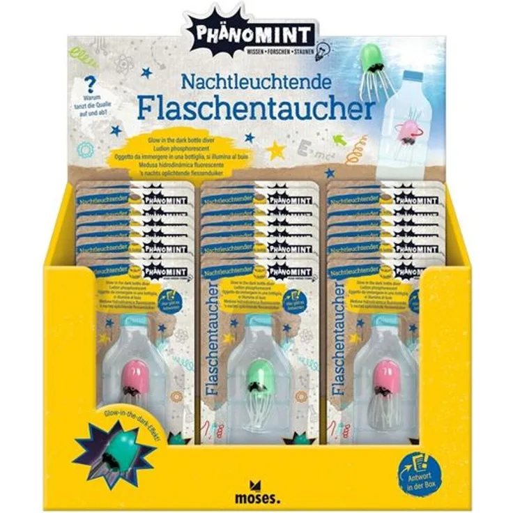 PhänoMINT Nachtleuchtender Flaschentaucher, 1x Stück, zufällige Farbauswahl