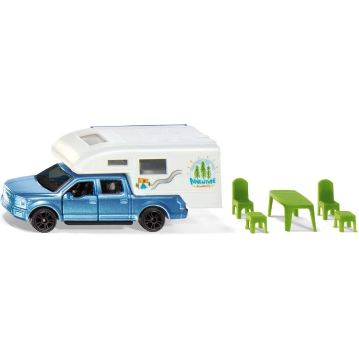SIKU 1693 Siku Ford Pick Up Camper F150 blau weiß 3,8cm – Bild 1
