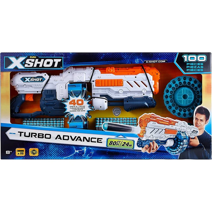 Zuru XSHOT 'Turbo Advance' Blaster, ab 8 Jahren, Reichweite 24 m, inkl. 96 Darts, Weiß – Bild 5