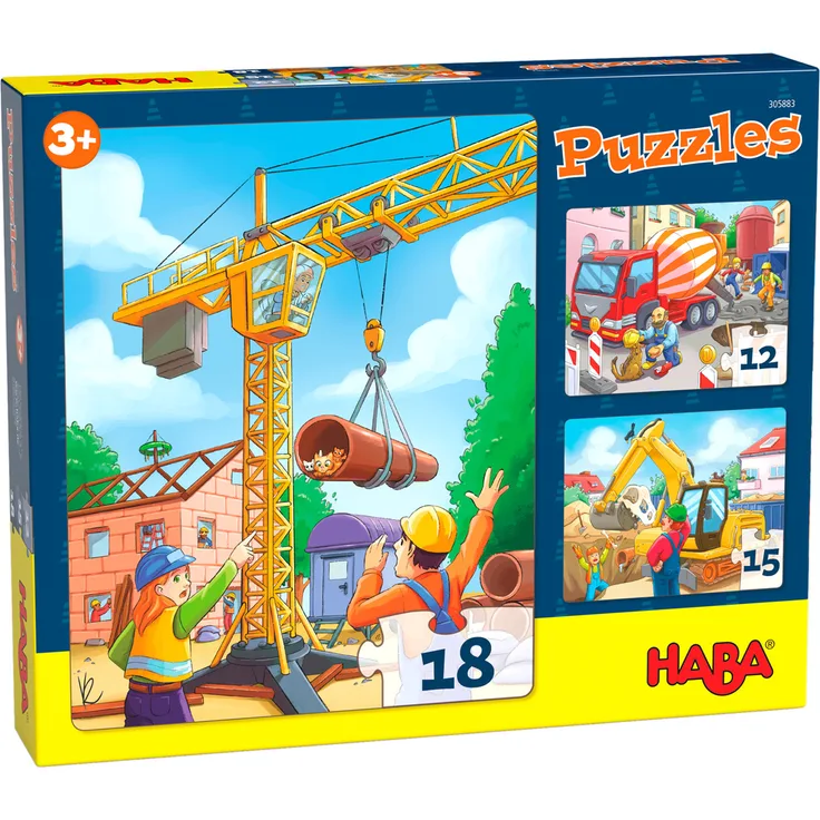 Haba Puzzle Baustellenfahrzeuge, 18 Teile