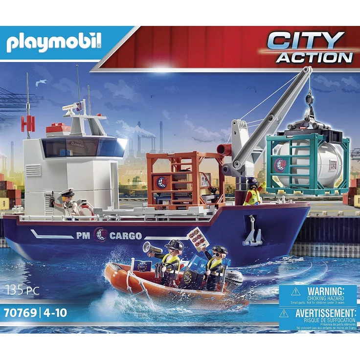 Playmobil City Action 70769 'Großes Containerschiff mit Zollboot', 135 Teile, ab 4 Jahren – Bild 2