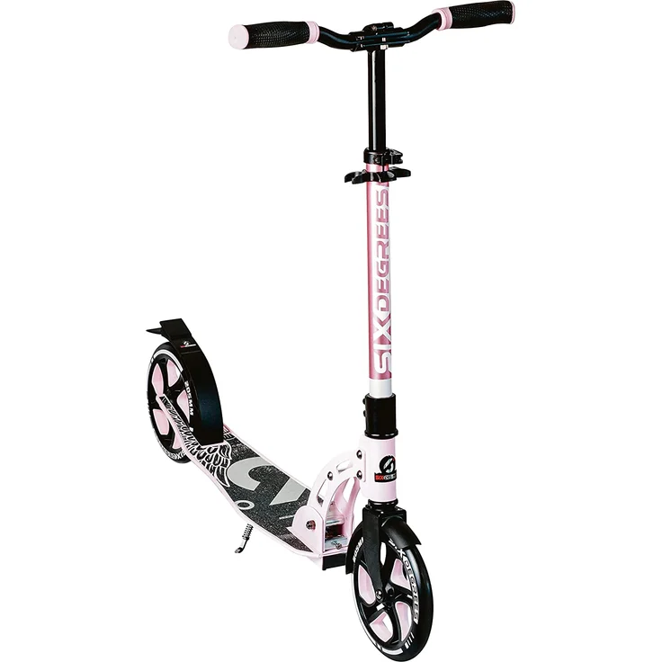 Six Degrees 569 'Aluminium Scooter 205 mm' Scooter, ab 6 Jahren, 5-fach höhenverstellbar bis 102 cm, klappbar, max. belastbar bis 100 kg, pastellrosa – Bild 1
