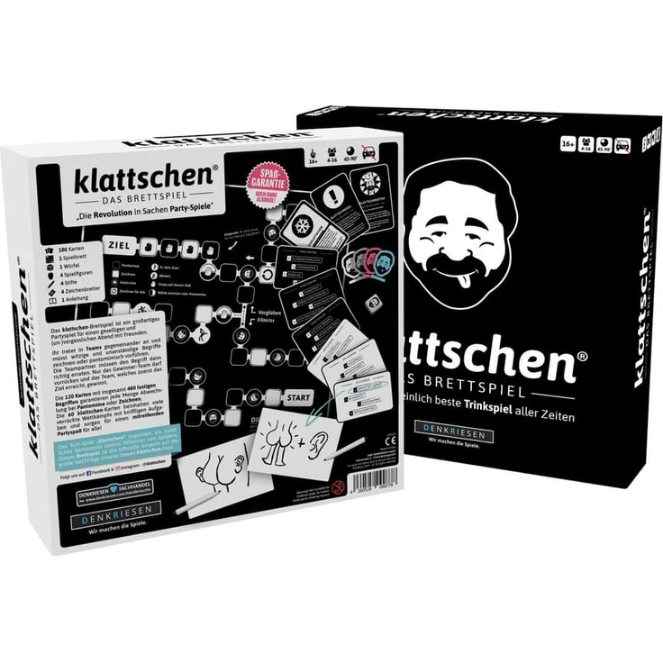 DENKRIESEN 'klattschen® - Trinkspiel - DAS BRETTSPIEL - Das wahrscheinlich beste Trinkspiel aller Zeiten' Brettspiel, ab 16 Jahren, 4 - 16 Spieler, 45 - 90 min Spielzeit – Bild 2