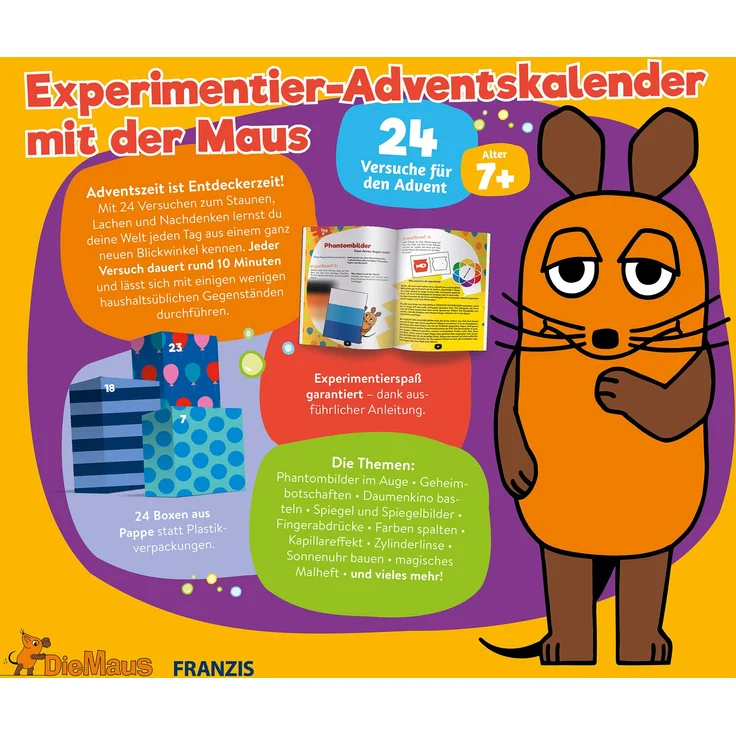 FRANZIS Experimentier-Adventskalender mit der Maus, 24 Experimente zum Staunen, Lachen und Rätseln, ab 7 Jahren - Preisvergleich – Bild 3