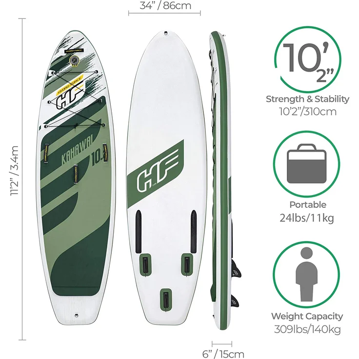 Bestway Hydro-Force 'Kahawai', SUP Board-Set, 310 x 86 x 15cm, max. Belastbarkeit bis 140kg, grün – Bild 2