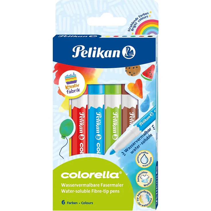 Pelikan Colorella 6 Farben Schwarz Blau Braun Grün Rot Gelb Mehrfarbig Rund Kinder 3 Jahr(e)