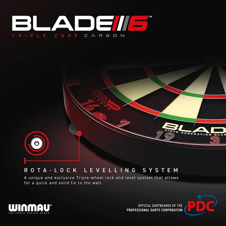 Winmau 'Blade 6 TripleCore Steeldartboard', 45 cm Durchmesser, mit TripleCore System, Turniermaßen und klar lesbarem Zahlenring – Bild 3