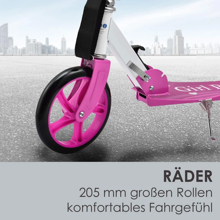 ArtSport 24620 'Cityroller Girl Power' Scooter, ab 3 Jahren, 3-fach höhenverstellbar bis 106 cm, klappbar, max. belastbar bis 100 kg, pink – Bild 5