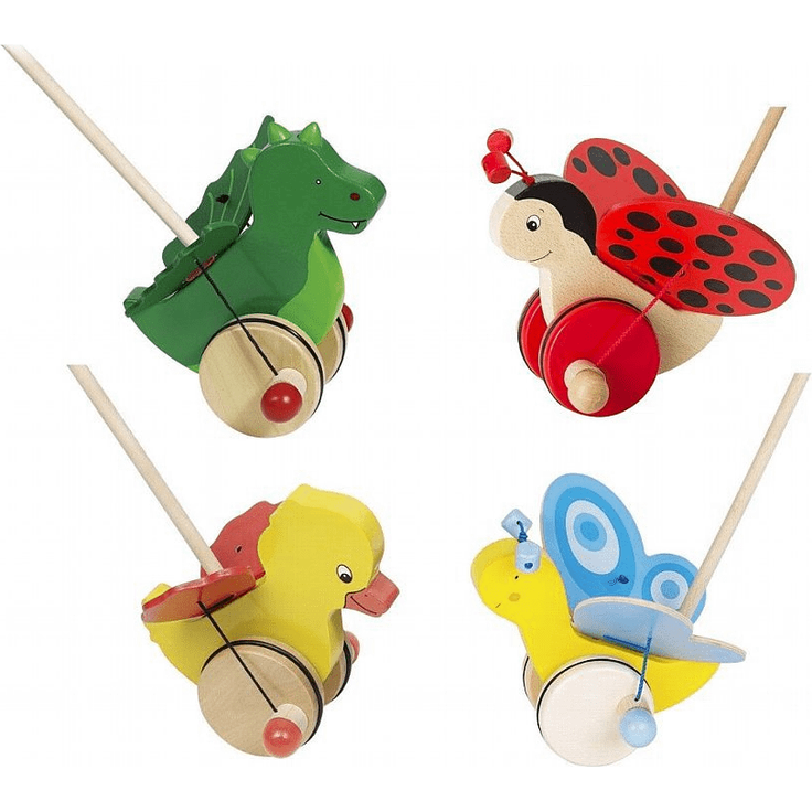 Goki 54998 'Schiebetier', ab 12 Monaten, ca. 20 cm, Holz, sortiert - 1 Stück - Farb- und Modellauswahl erfolgt zufällig