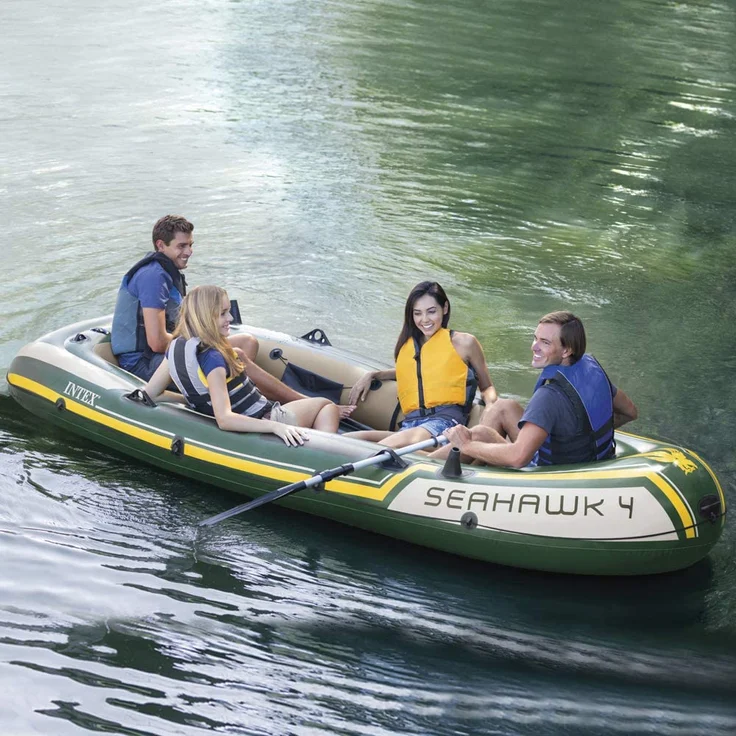Intex 68351 'Schlauchboot Set Seahawk 4' Schlauchboote, tragfähig bis 4 Personen, max. belastbar bis 400 kg, grün/gelb - Preisvergleich – Bild 3