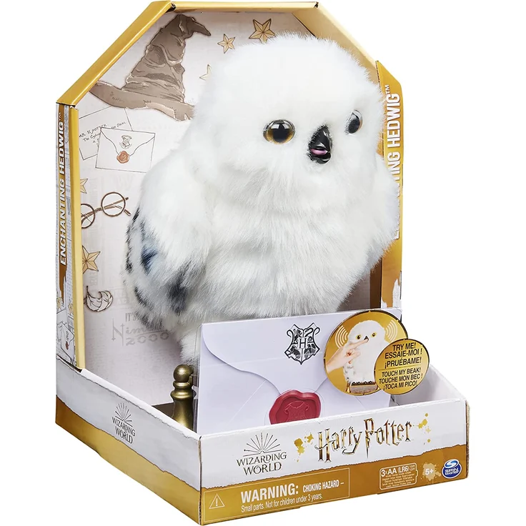 Spin Master 'Wizarding World Harry Potter - Interaktive Plüsch-Eule Hedwig ', mit über 15 Geräuschen und Bewegungen, 22,9 cm groß, ab 5 Jahren, weiß – Bild 8