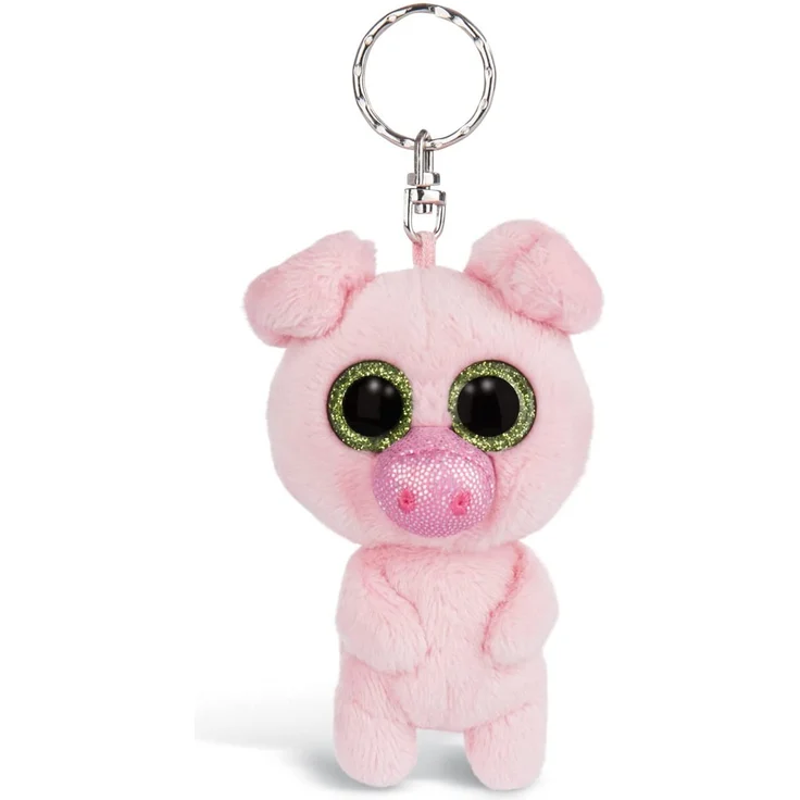 Nici 46315 Glubschis Schwein Zuzumi 9cm Schlüsselanhänger, Plüschtieranhänger mit Schlüsselring, Stofftierschlüsselhalter, Pink – Bild 1