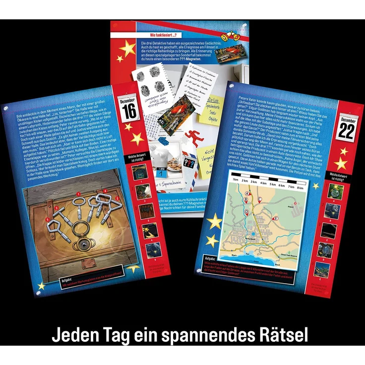 KOSMOS ‎630560 'Die drei ??? Adventskalender, Löse die 24 spannenden Rätsel und rette den Film-Dreh' ab 8 Jahren – Bild 4