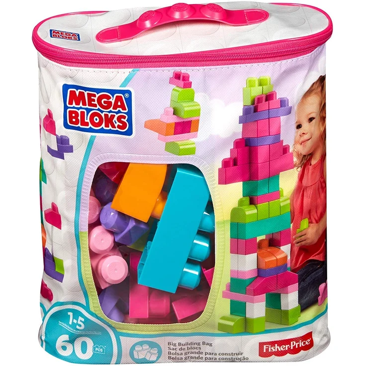 MegaBloks Maxi - Bausteinbeutel Medium, pink 60 Teile – Bild 1