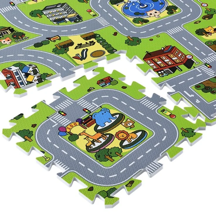 Juskys 'Jascha' Puzzlematte, 9 Teile, ab 10 Monaten, Stadt mit Straßen, rutschfest & abwischbar, 1 cm dick – Bild 8