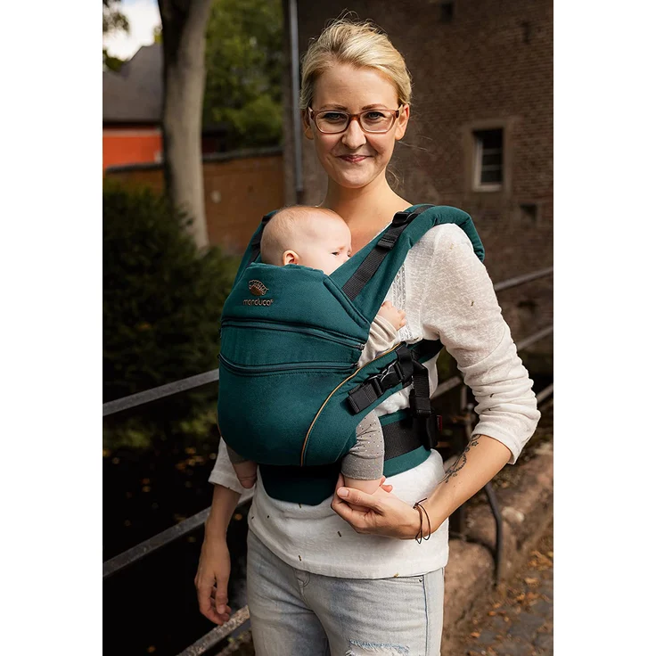 manduca 'XT Cotton' Babytrage Denimteal-Toffee, 3 Tragepositionen – Bild 3