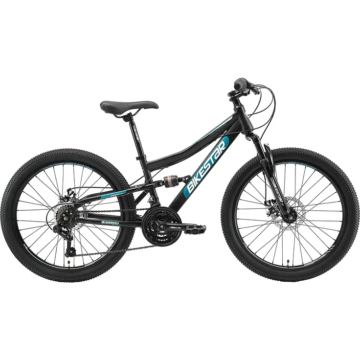 BIKESTAR 'Fully Mountainbike' Kinderfahrrad, 24 Zoll, ab 8 Jahre, 21 Gang Shimano, Scheibenbremsen, Schwarz – Bild 5
