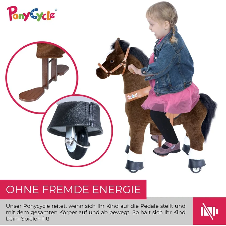 Ponycycle Mister Ed" Pferd Braun small Schaukelpferd auf Rollen mit Sound (U-Serie Modell 2022)" – Bild 7