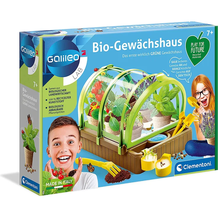 Clementoni Galileo 'Bio-Gewächshaus', ab 7 Jahren, inkl. Samen und Werkzeug, Play for Future