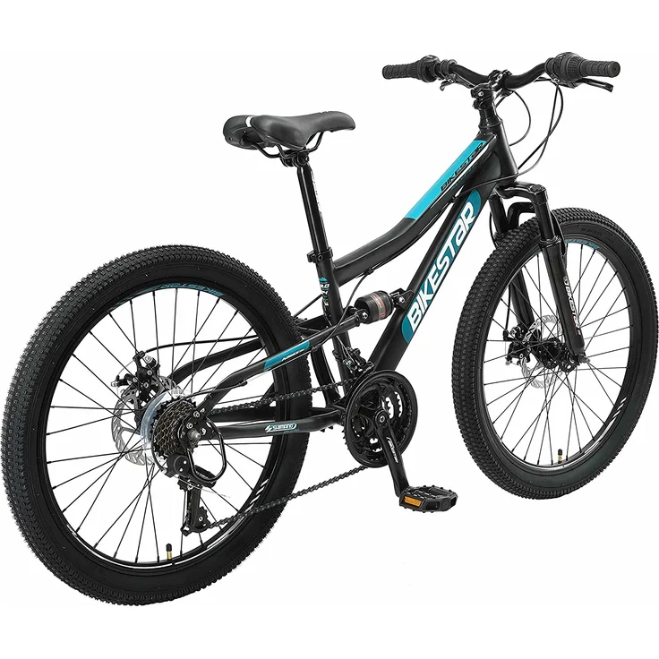 BIKESTAR 'Fully Mountainbike' Kinderfahrrad, 24 Zoll, ab 8 Jahre, 21 Gang Shimano, Scheibenbremsen, Schwarz – Bild 6