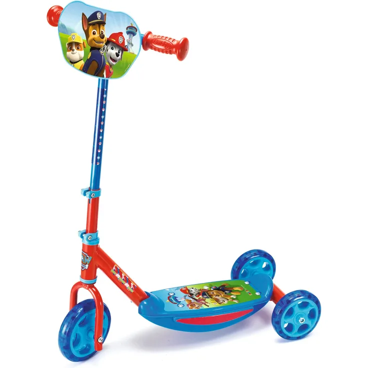 Smoby 750164 'Paw Patrol Roller' Scooter, ab 3 Jahren, höhenverstellbar bis 70 cm, Sicherheitshandgriffe mit Aufprallschutz, 3 Räder, max. belastbar bis 20 kg, blau/rot