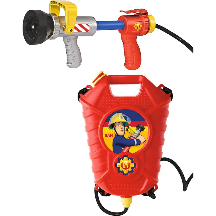 Simba Feuerwehrmann Sam 'Feuerwehr Tankrucksack', Wasserpistole mit Einfach- oder Mehrfachstrahl, 1800 ml Tankvolumen, 10 m Reichweite, ab 3 Jahren – Bild 2