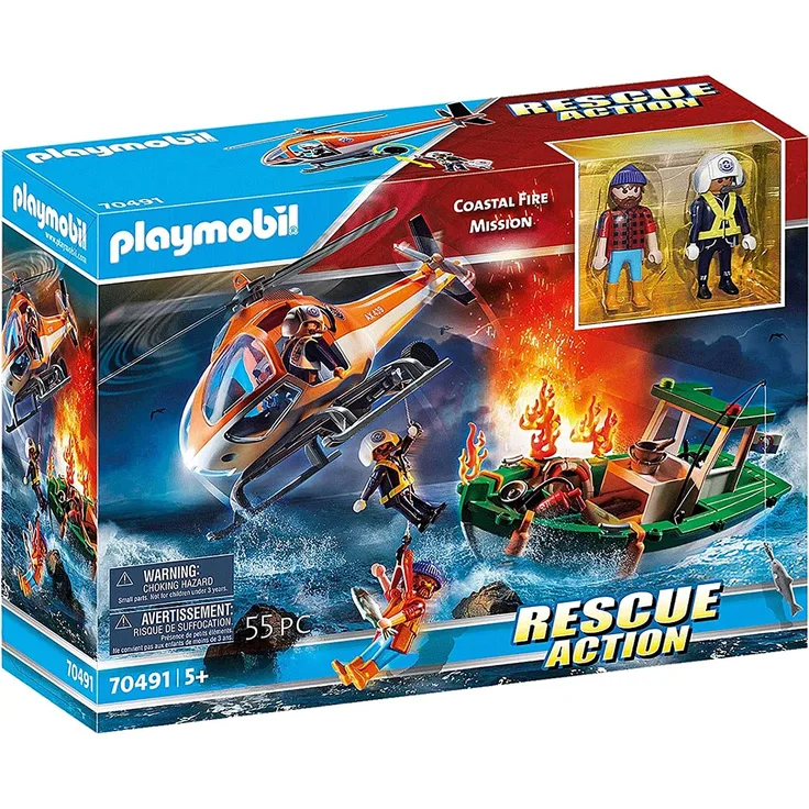 PLAYMOBIL Rescue Action 70491 'Coastal Fire Mission' , 55 Teile, ab 6 Jahren