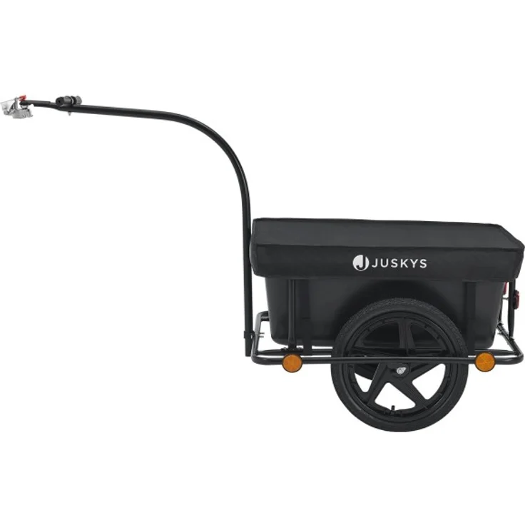 Juskys Fahrradanhänger für Fahrrad 40 kg Zuladung Schwarz, 90 l, Luftbereifung – Bild 20