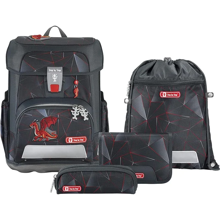 Step by Step Cloud 'Dragon Drako', Schulranzen-Set, 5-teilig, 19 Liter, schwarz-grau – Bild 1
