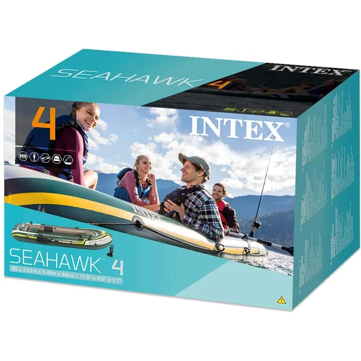 Intex 68351 'Schlauchboot Set Seahawk 4' Schlauchboote, tragfähig bis 4 Personen, max. belastbar bis 400 kg, grün/gelb - Preisvergleich – Bild 5