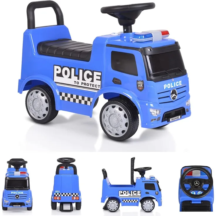 Moni, Kinder Rutschauto Antos Mercedes-Benz, Melodien, Sirenenlichter, Sound blau