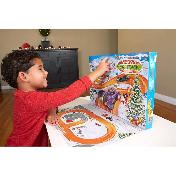 Hot Wheels 'Adventskalender', 8 Hot Wheels-Fahrzeuge und 16 Zubehörteile rund um Weihnachten, ab 3 Jahren, – Bild 5